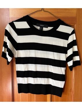 Forever 21 Black and White Striped Short Sleeve Knit Tee